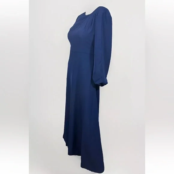 NWT KAY UNGER Sz 4 Navy Long Balloon Sleeve Full-Length Formal Sheath Dress - Picture 8 of 16